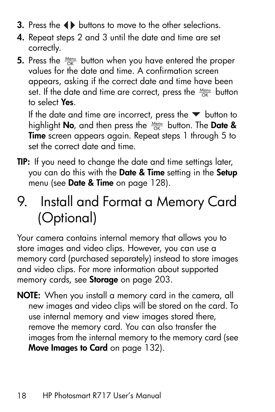 Install and format a memory card (optional), 9 install and format a memory card, Optional) | HP R717 User Manual | Page 18 / 217