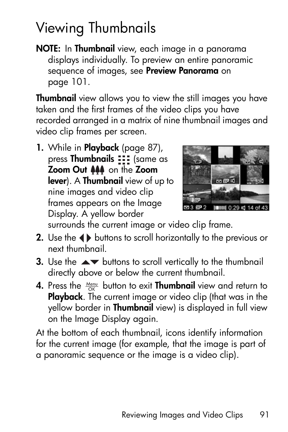 Viewing thumbnails | HP R717 User Manual | Page 91 / 217