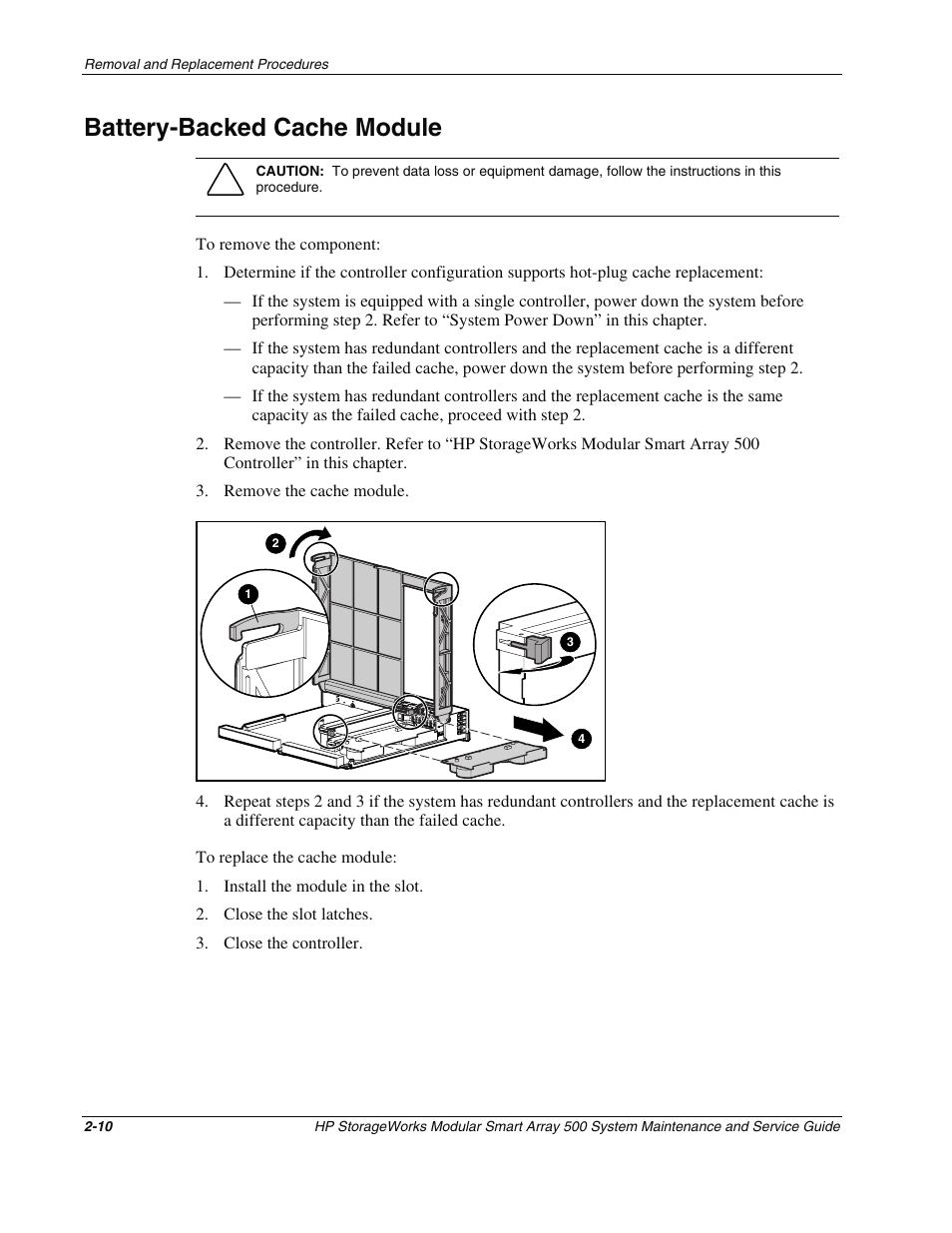 Battery-backed cache module, Battery-backed cache module -10 | HP StorageWorks Modular Smart Array 500 System User Manual | Page 18 / 46