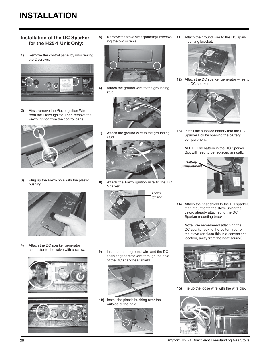 Installation | Hampton Direct H25-NG1 User Manual | Page 30 / 44