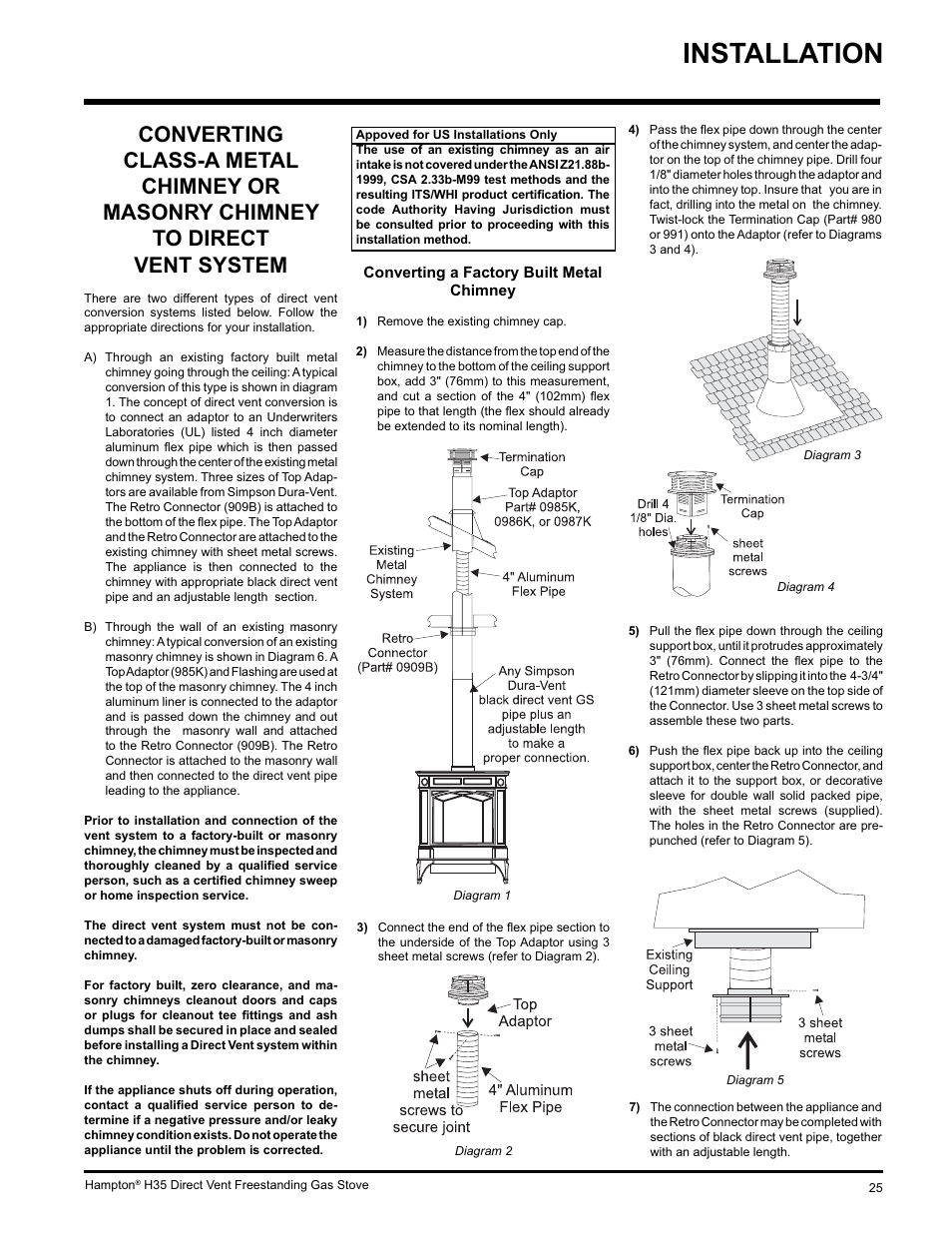 Installation | Hampton Direct H35-NG1 User Manual | Page 25 / 48