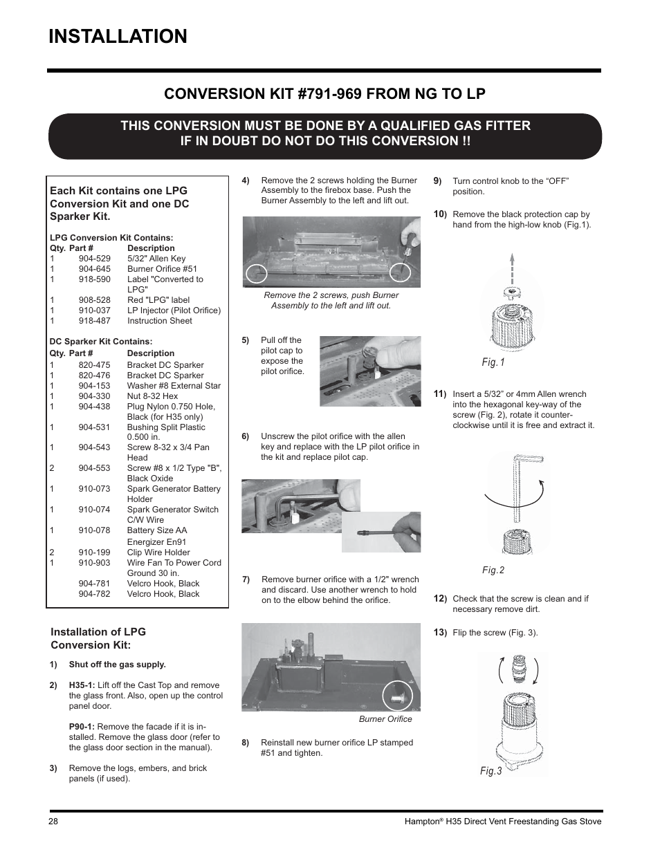 Installation, Fig. 1 | Hampton Direct H35-NG1 User Manual | Page 28 / 48