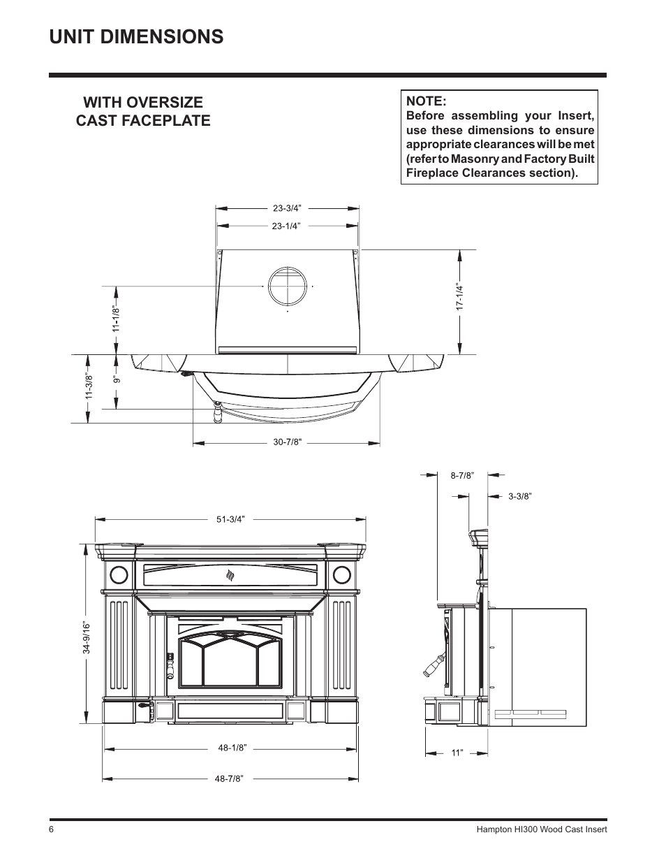 Unit dimensions | Hampton Direct HI300 User Manual | Page 6 / 32