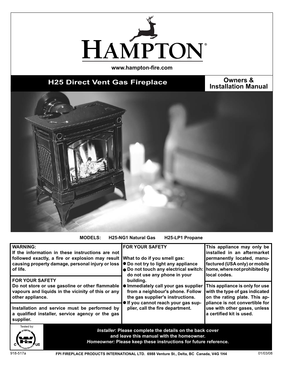 Hampton Direct H25-NG1 User Manual | 48 pages