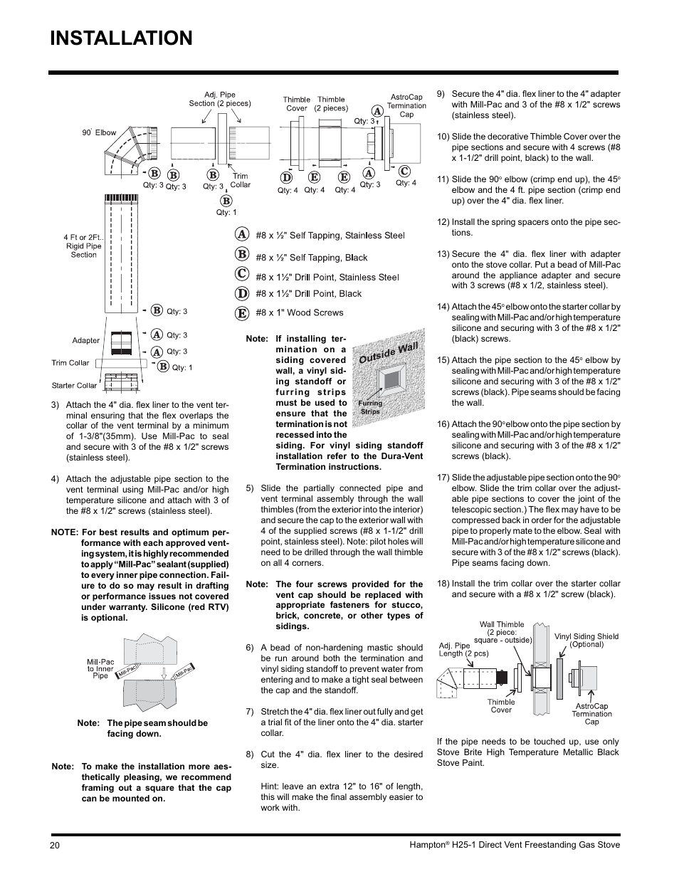 Installation | Hampton Direct H25-NG1 User Manual | Page 20 / 48