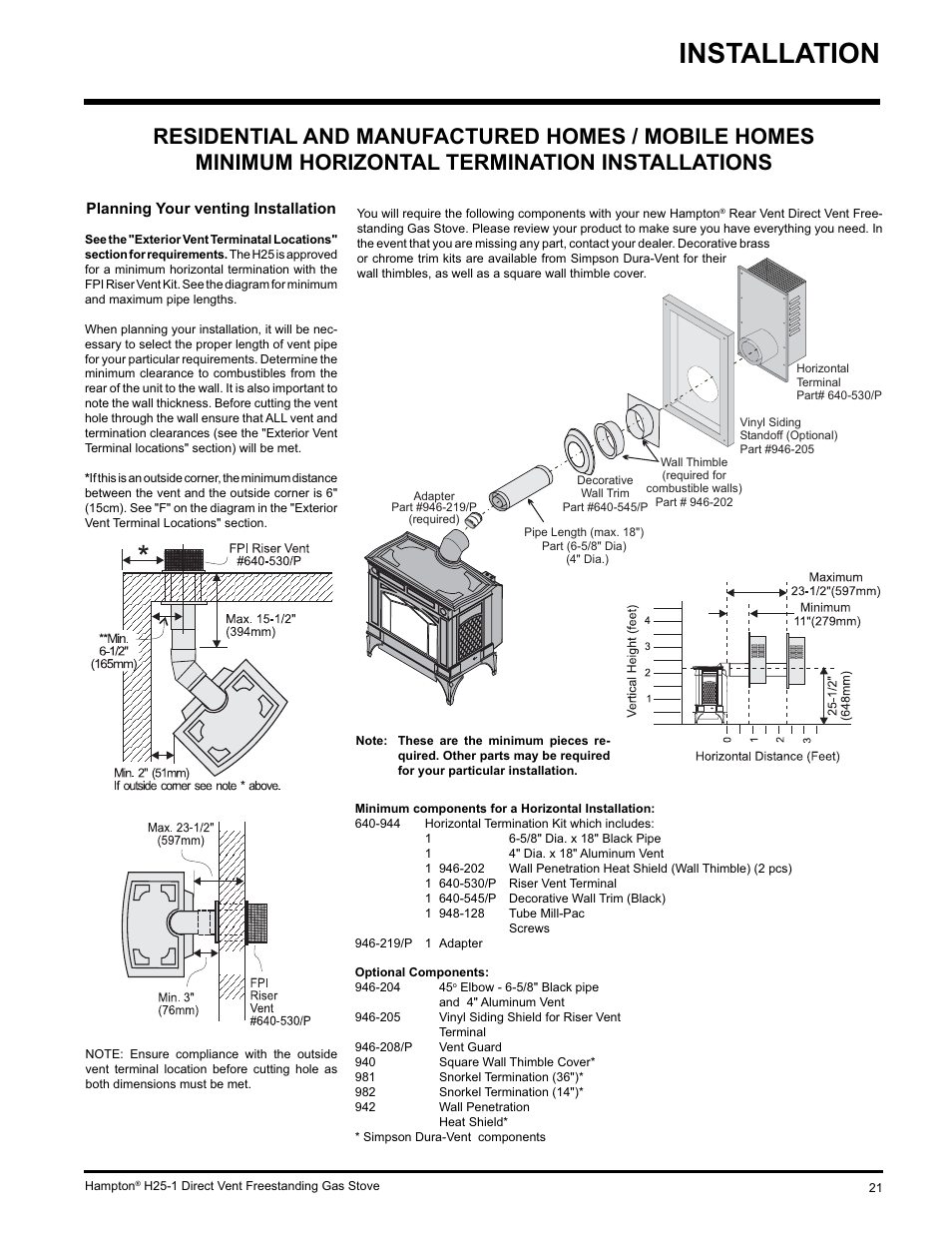 Installation | Hampton Direct H25-NG1 User Manual | Page 21 / 48