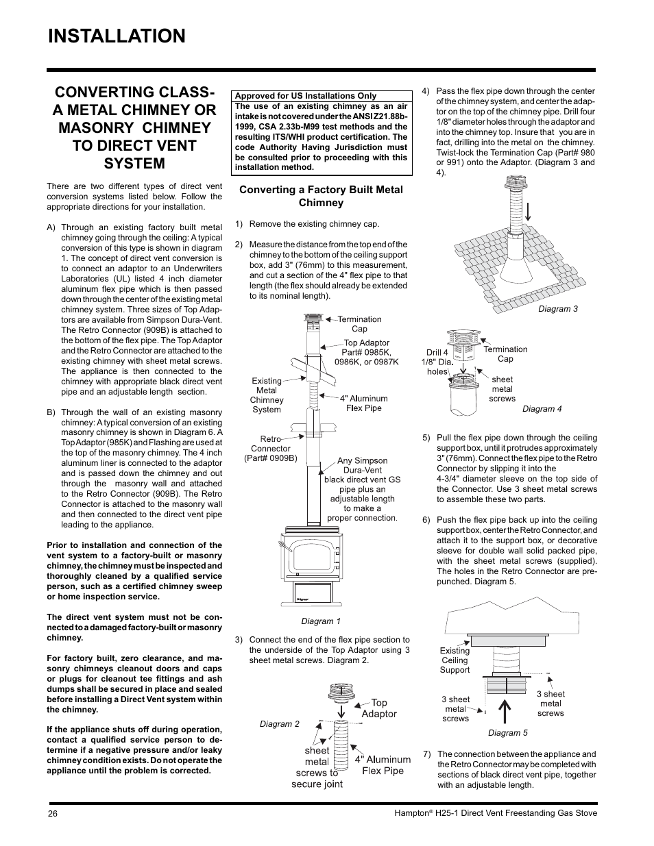 Installation | Hampton Direct H25-NG1 User Manual | Page 26 / 48