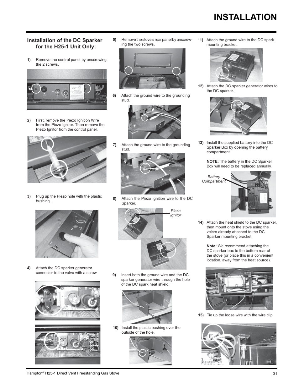 Installation | Hampton Direct H25-NG1 User Manual | Page 31 / 48