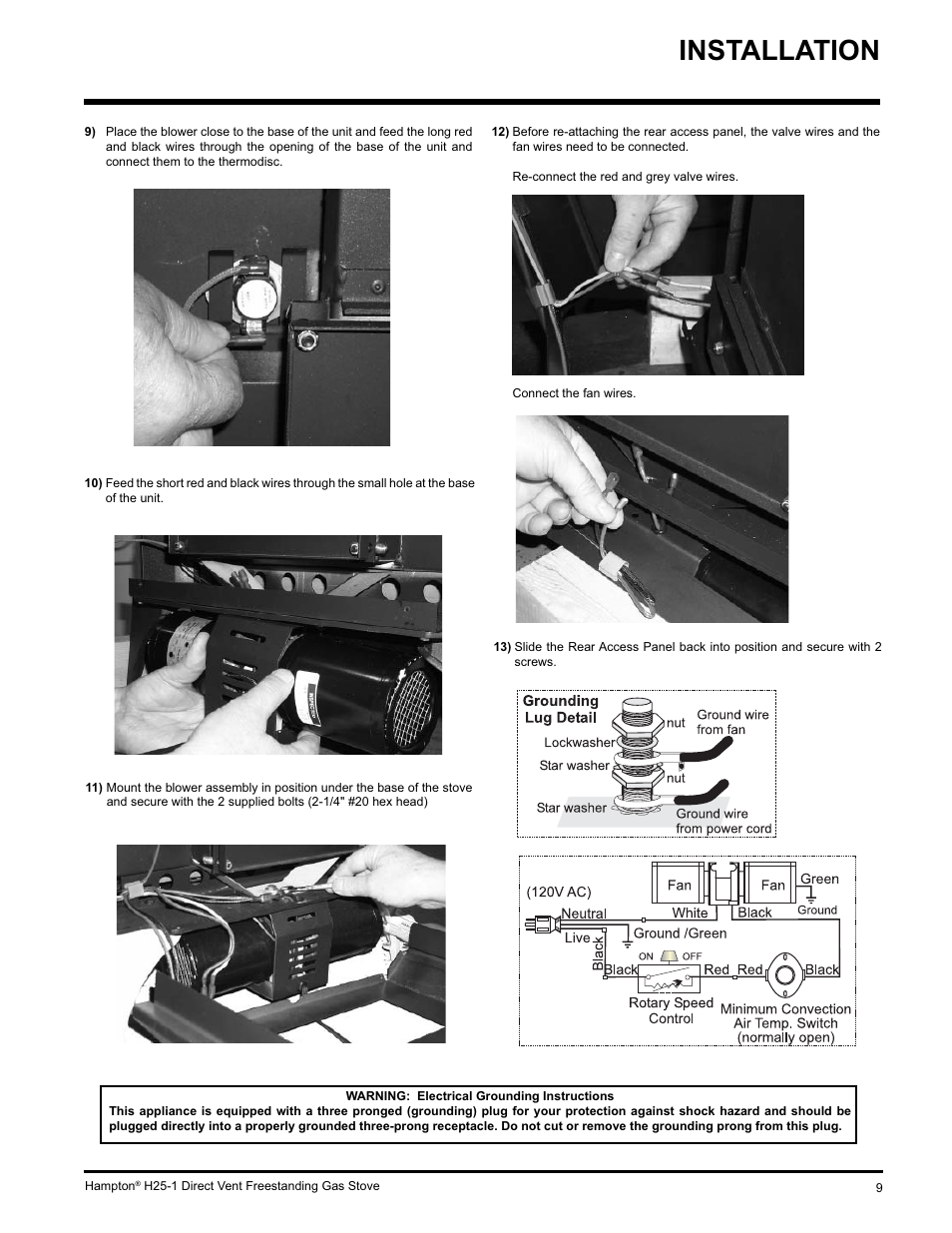 Installation | Hampton Direct H25-NG1 User Manual | Page 9 / 48