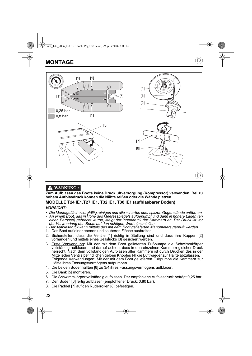 Montage | HONDA T32 User Manual | Page 22 / 39