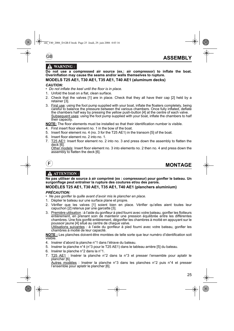 Montage, Assembly | HONDA T32 User Manual | Page 25 / 39