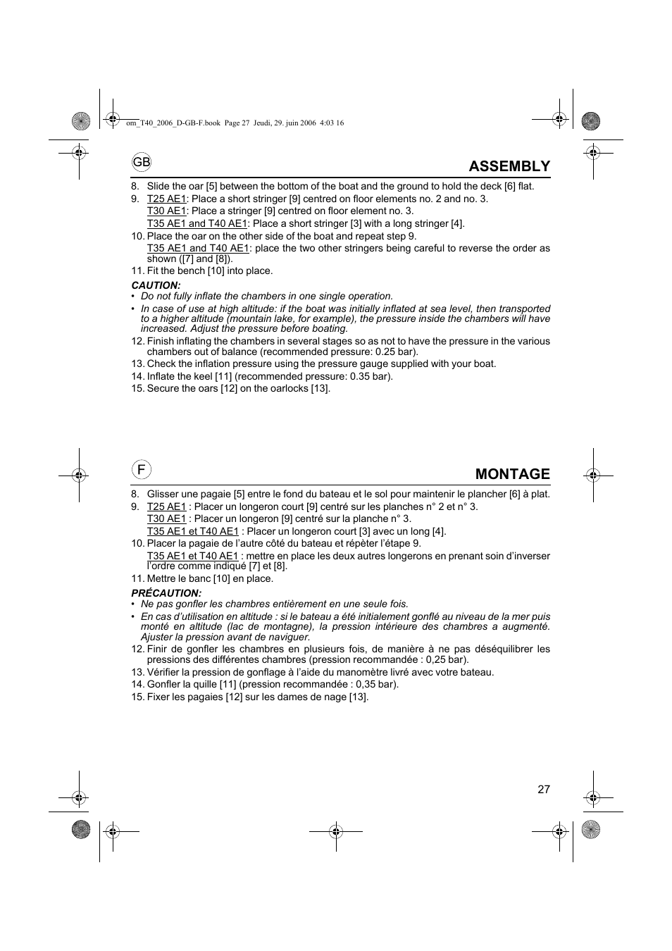 Montage, Assembly | HONDA T32 User Manual | Page 27 / 39