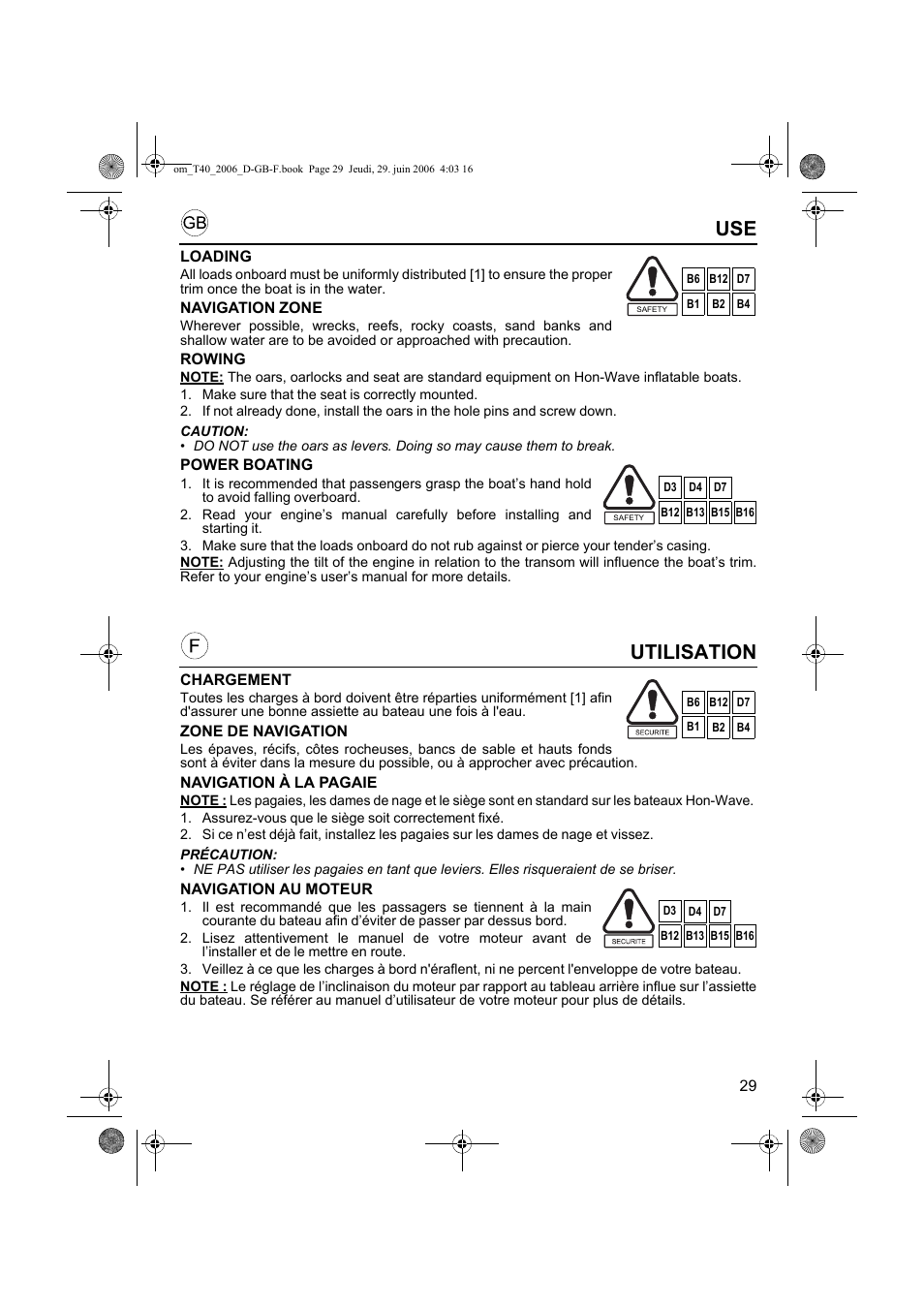 Utilisation | HONDA T32 User Manual | Page 29 / 39