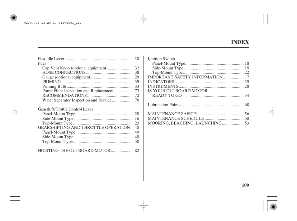 HONDA Outboard Motor BF130A User Manual | Page 111 / 116
