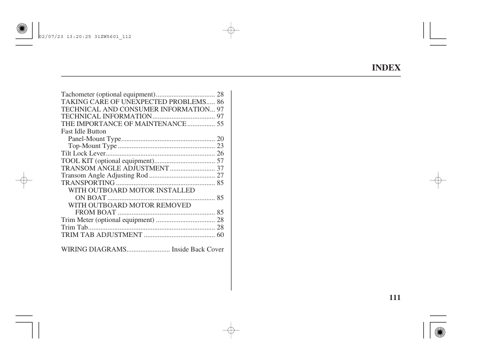 HONDA Outboard Motor BF130A User Manual | Page 113 / 116