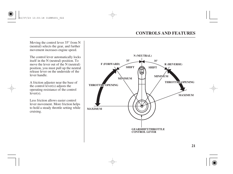 Controls and features | HONDA Outboard Motor BF130A User Manual | Page 23 / 116
