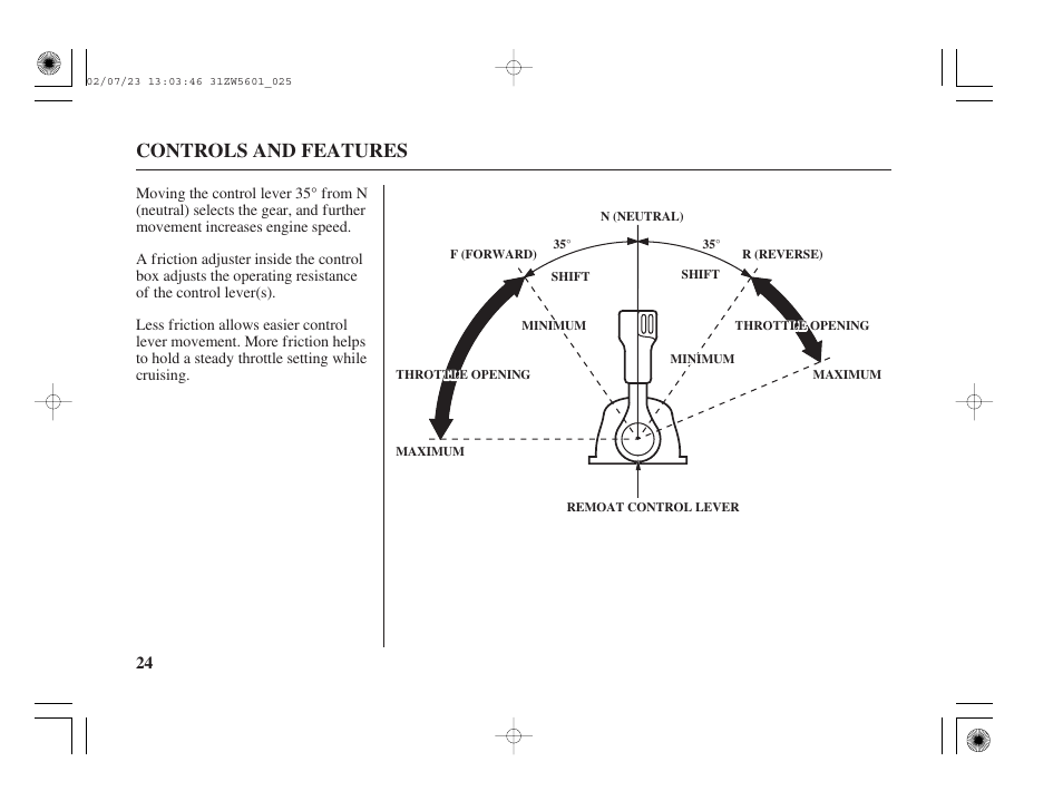 Controls and features | HONDA Outboard Motor BF130A User Manual | Page 26 / 116