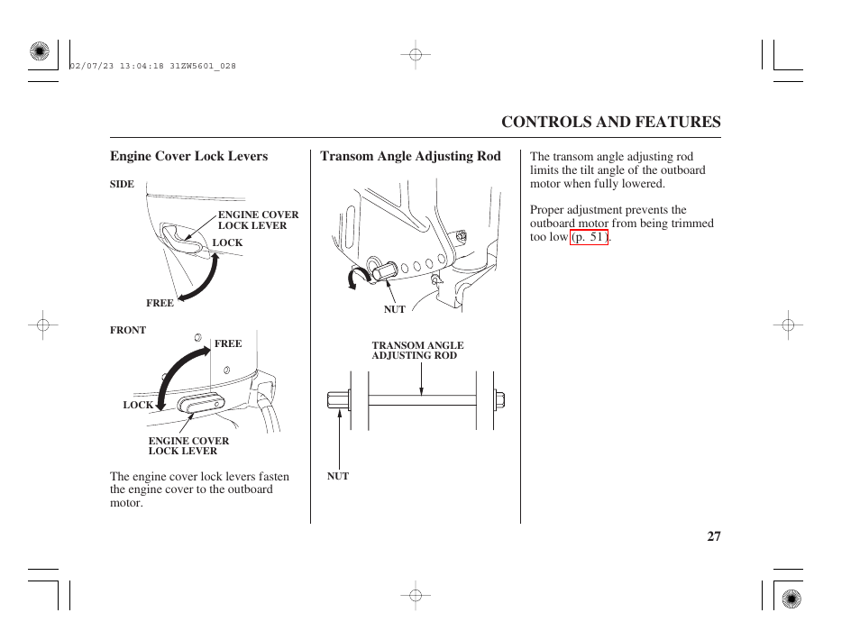 Controls and features | HONDA Outboard Motor BF130A User Manual | Page 29 / 116