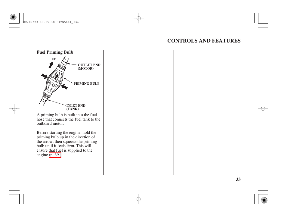 Controls and features | HONDA Outboard Motor BF130A User Manual | Page 35 / 116