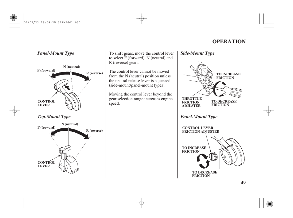 Operation | HONDA Outboard Motor BF130A User Manual | Page 51 / 116