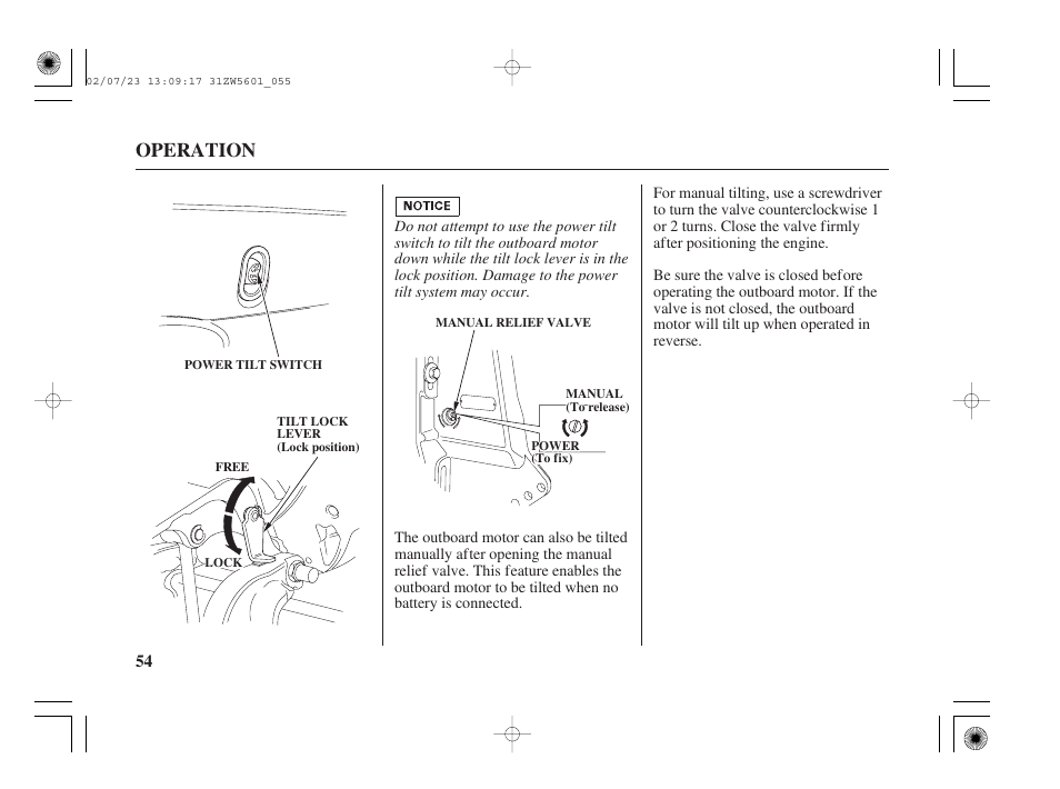 Operation | HONDA Outboard Motor BF130A User Manual | Page 56 / 116