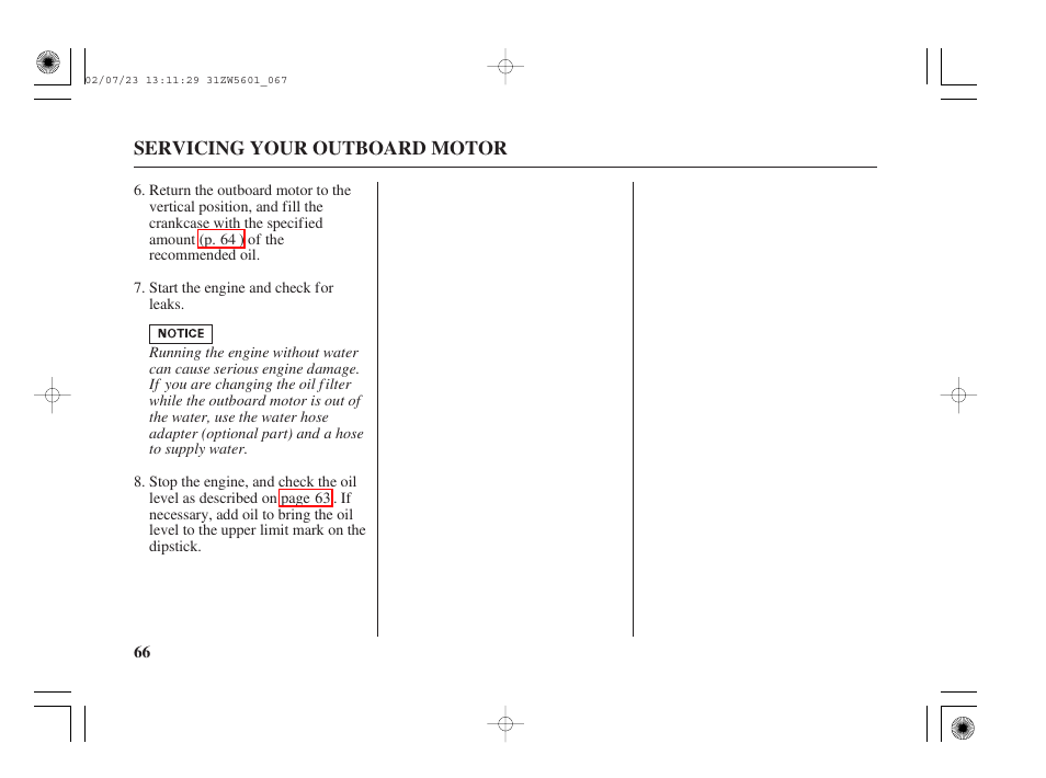 HONDA Outboard Motor BF130A User Manual | Page 68 / 116