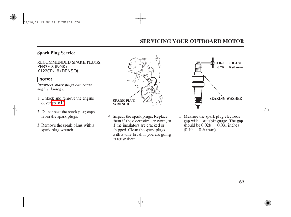 Servicing your outboard motor | HONDA Outboard Motor BF130A User Manual | Page 71 / 116