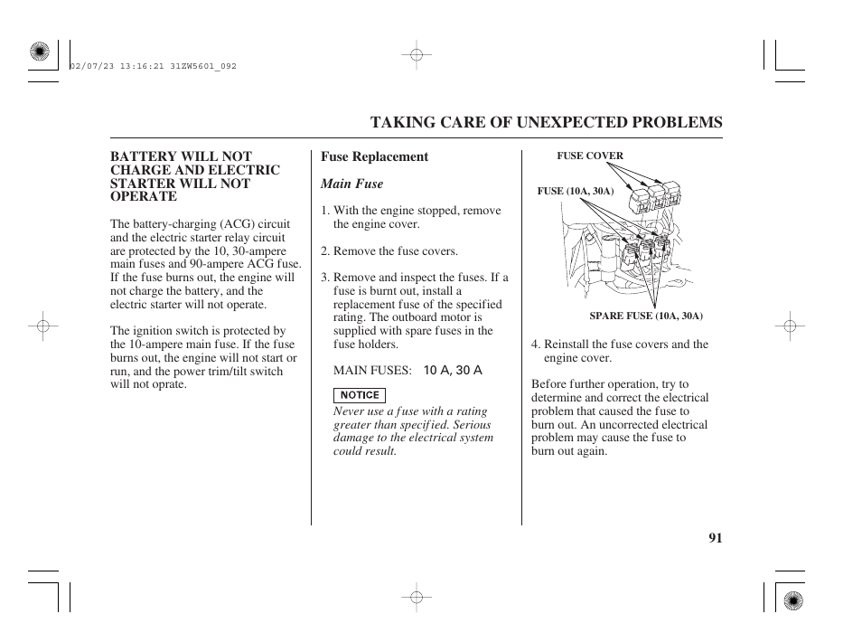 Battery will not charge | HONDA Outboard Motor BF130A User Manual | Page 93 / 116