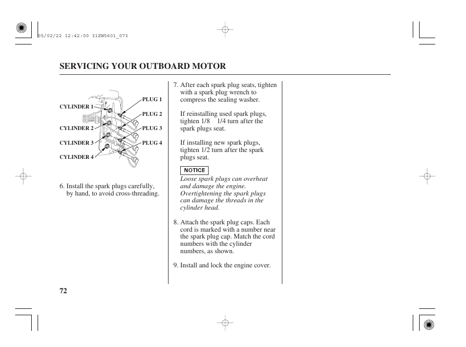 Servicing your outboard motor | HONDA Outboard Motor BF115A User Manual | Page 74 / 130