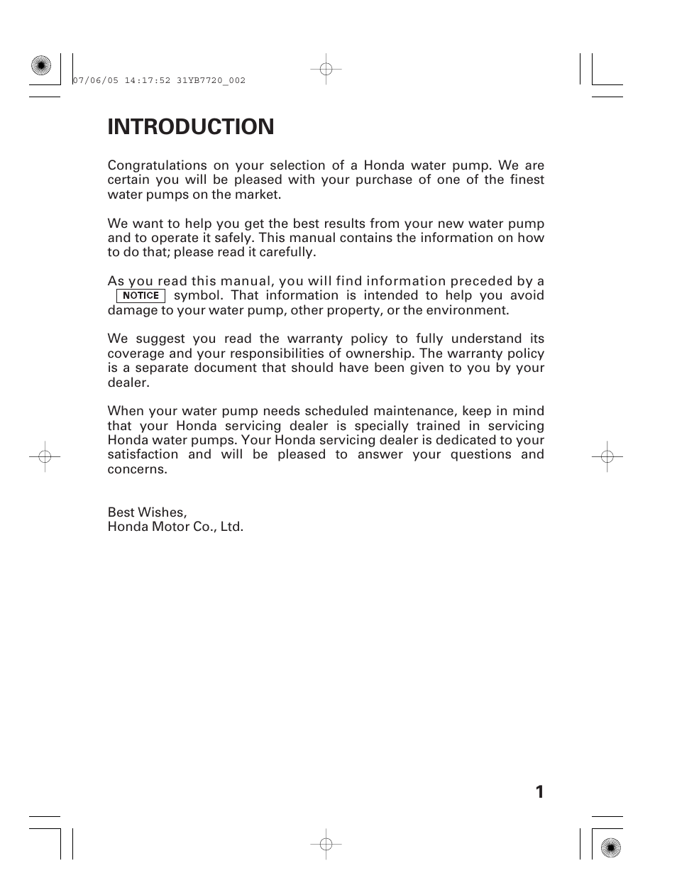 Introduction | HONDA WH15X User Manual | Page 3 / 64