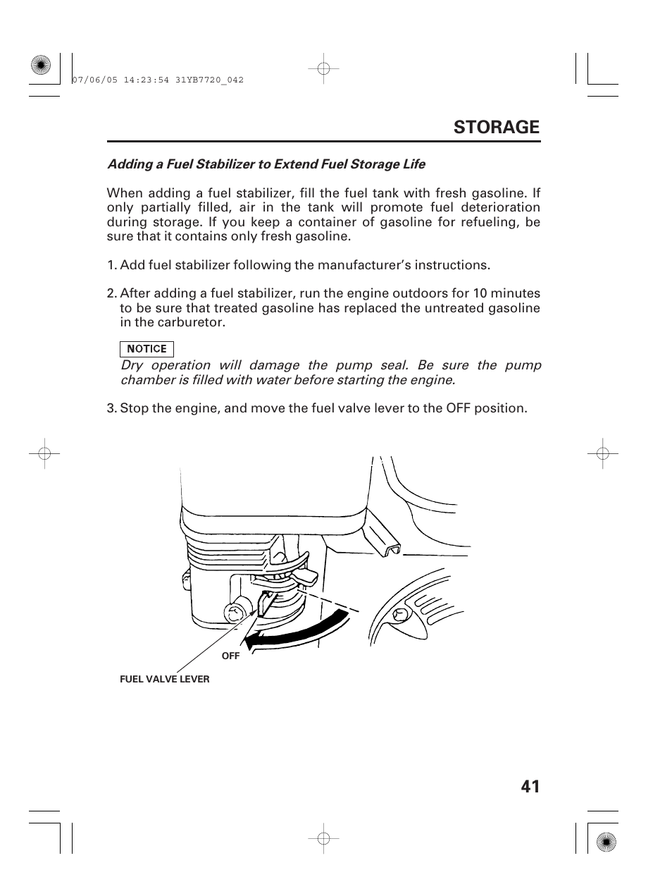 41 storage | HONDA WH15X User Manual | Page 43 / 64