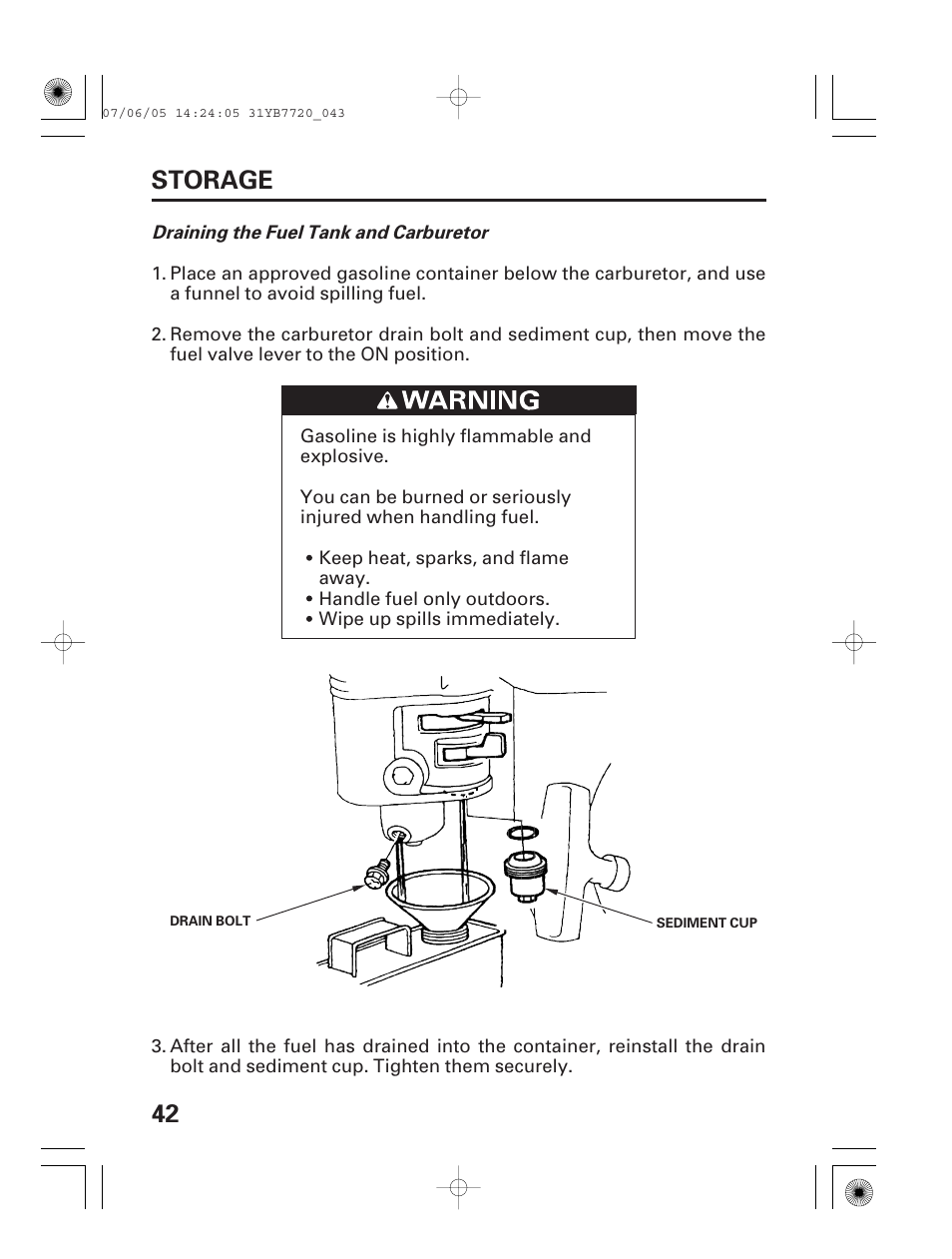 42 storage | HONDA WH15X User Manual | Page 44 / 64