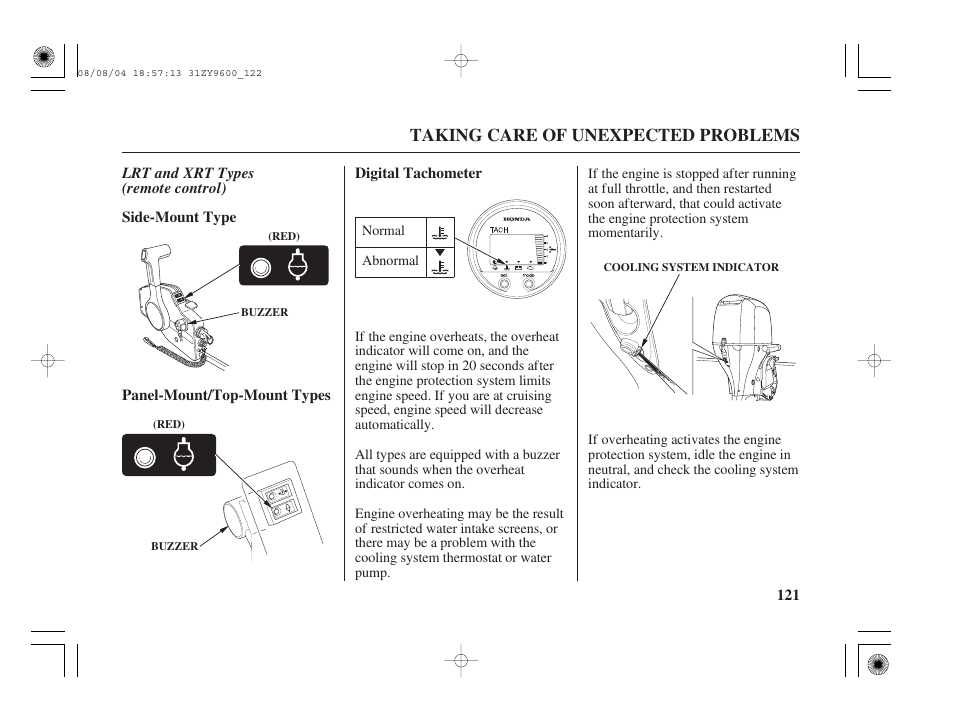 Taking care of unexpected problems | HONDA Outdoor Motor BF90D User Manual | Page 123 / 151