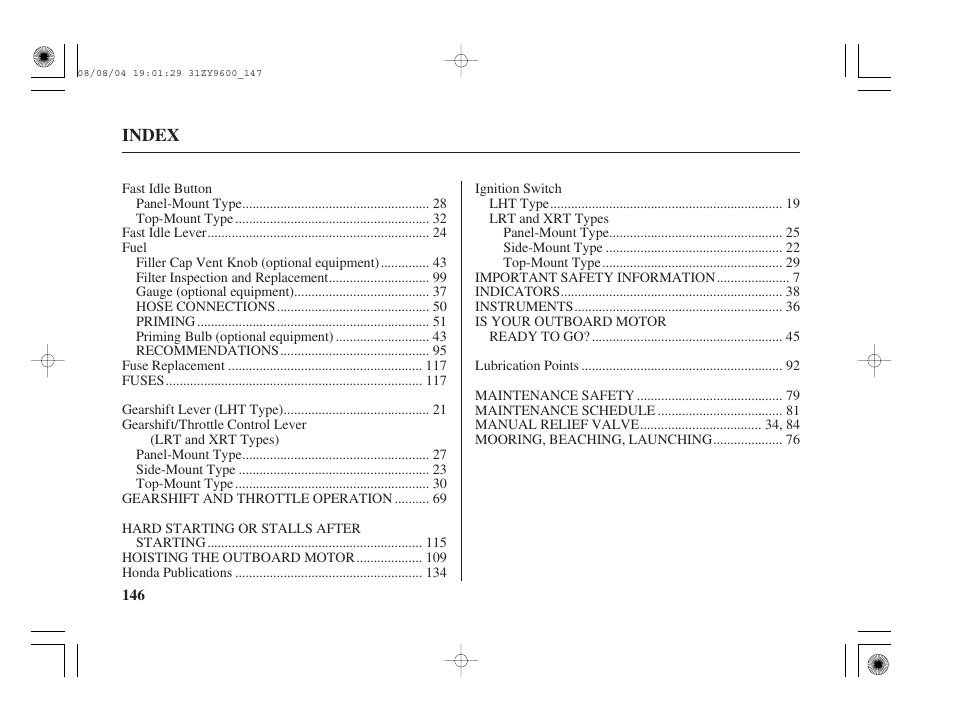 HONDA Outdoor Motor BF90D User Manual | Page 148 / 151