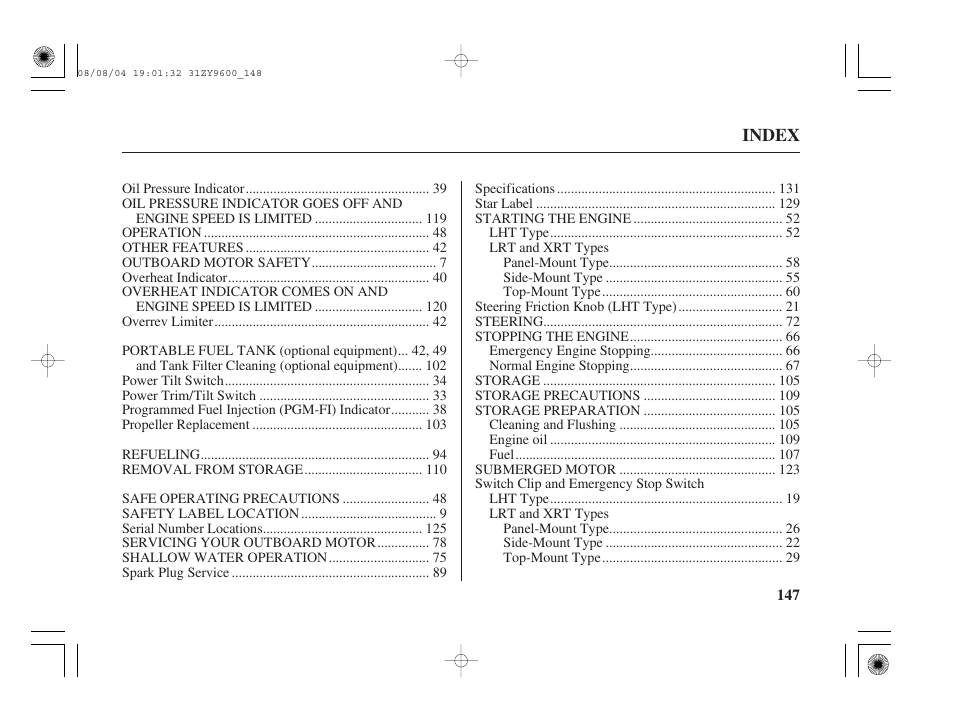 HONDA Outdoor Motor BF90D User Manual | Page 149 / 151