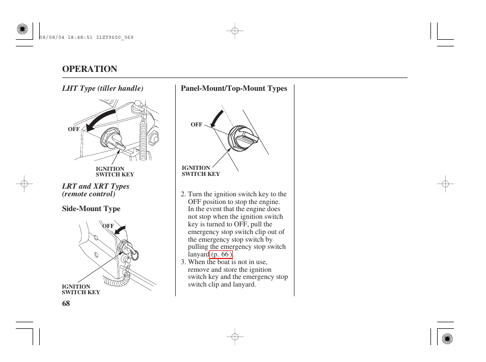 Operation | HONDA Outdoor Motor BF90D User Manual | Page 70 / 151