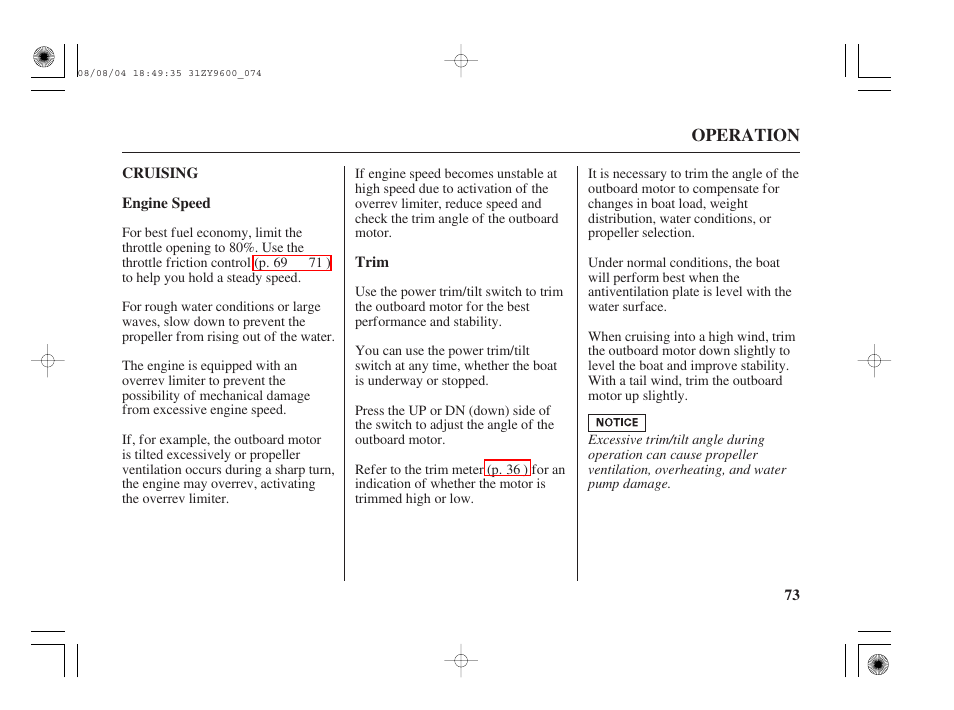 Cruising | HONDA Outdoor Motor BF90D User Manual | Page 75 / 151