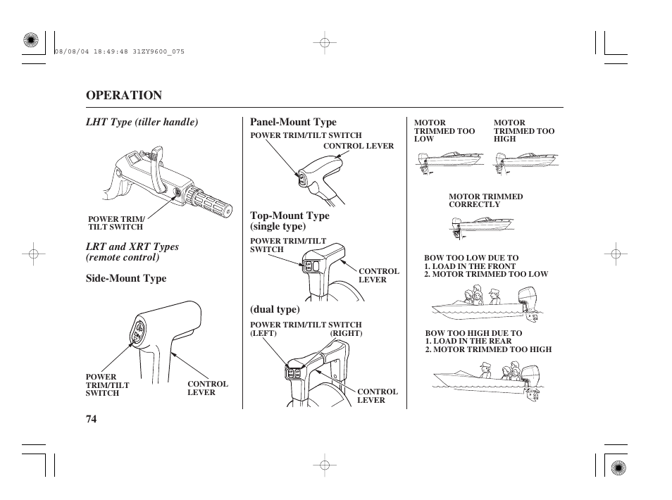 Operation | HONDA Outdoor Motor BF90D User Manual | Page 76 / 151