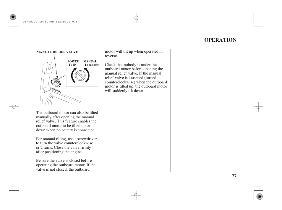 Operation | HONDA Outdoor Motor BF90D User Manual | Page 79 / 151