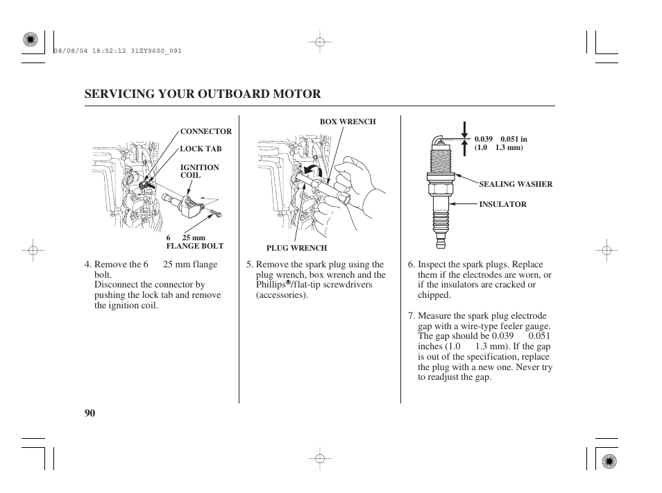 Servicing your outboard motor | HONDA Outdoor Motor BF90D User Manual | Page 92 / 151