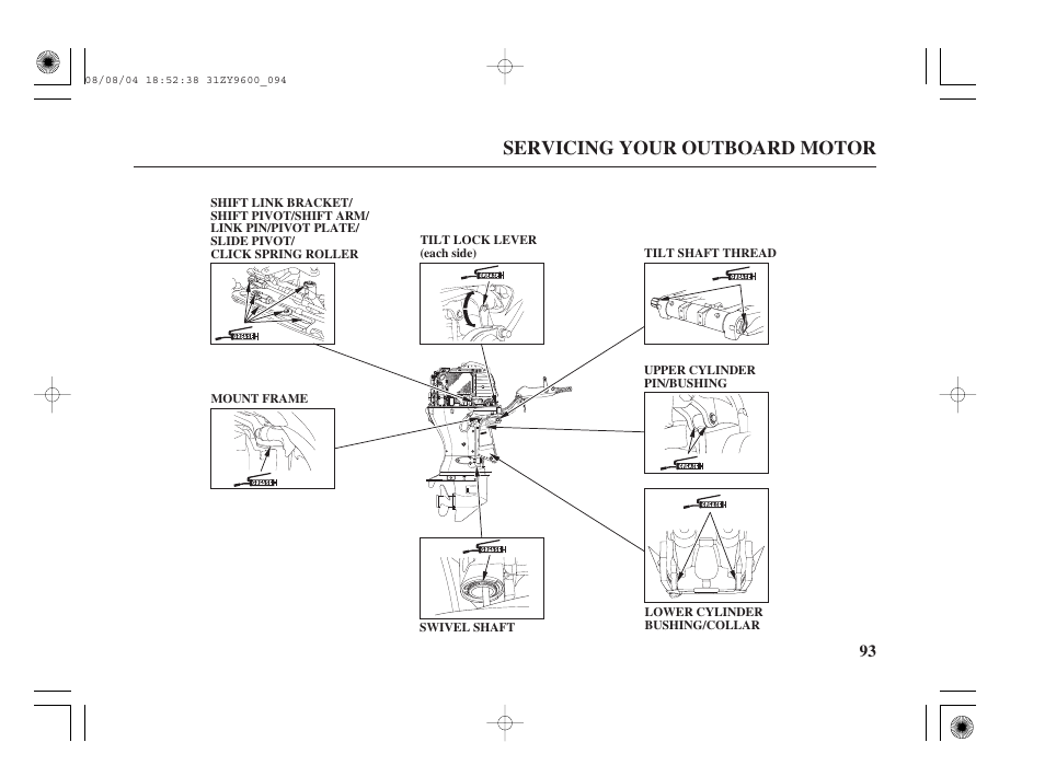Servicing your outboard motor | HONDA Outdoor Motor BF90D User Manual | Page 95 / 151
