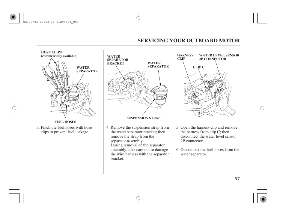 Servicing your outboard motor | HONDA Outdoor Motor BF90D User Manual | Page 99 / 151