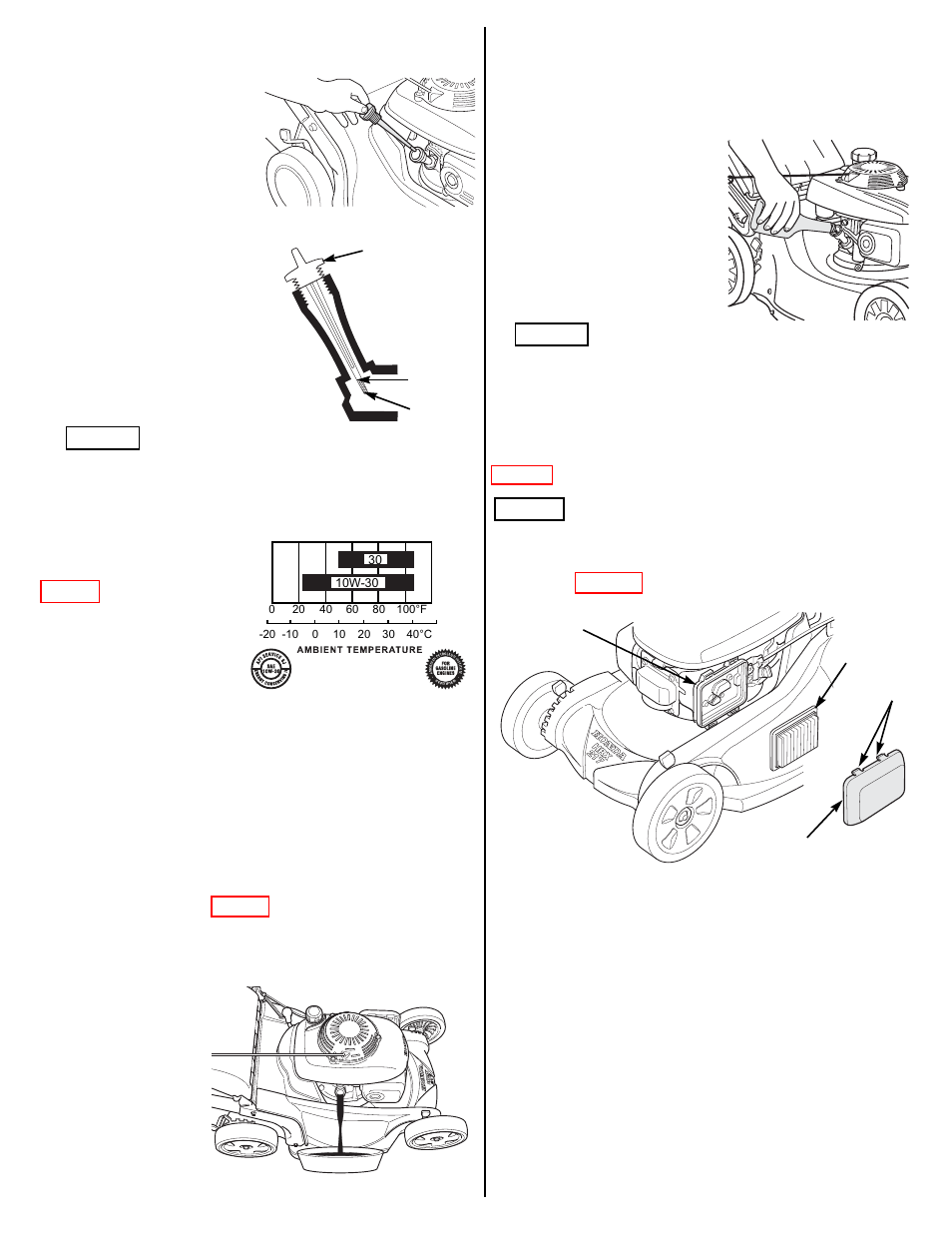 Engine maintenance, Engine oil level check, Engine oil recommendations | Engine oil change, Air cleaner service, Ner (p. 11) | HONDA HRX217VKA User Manual | Page 11 / 24