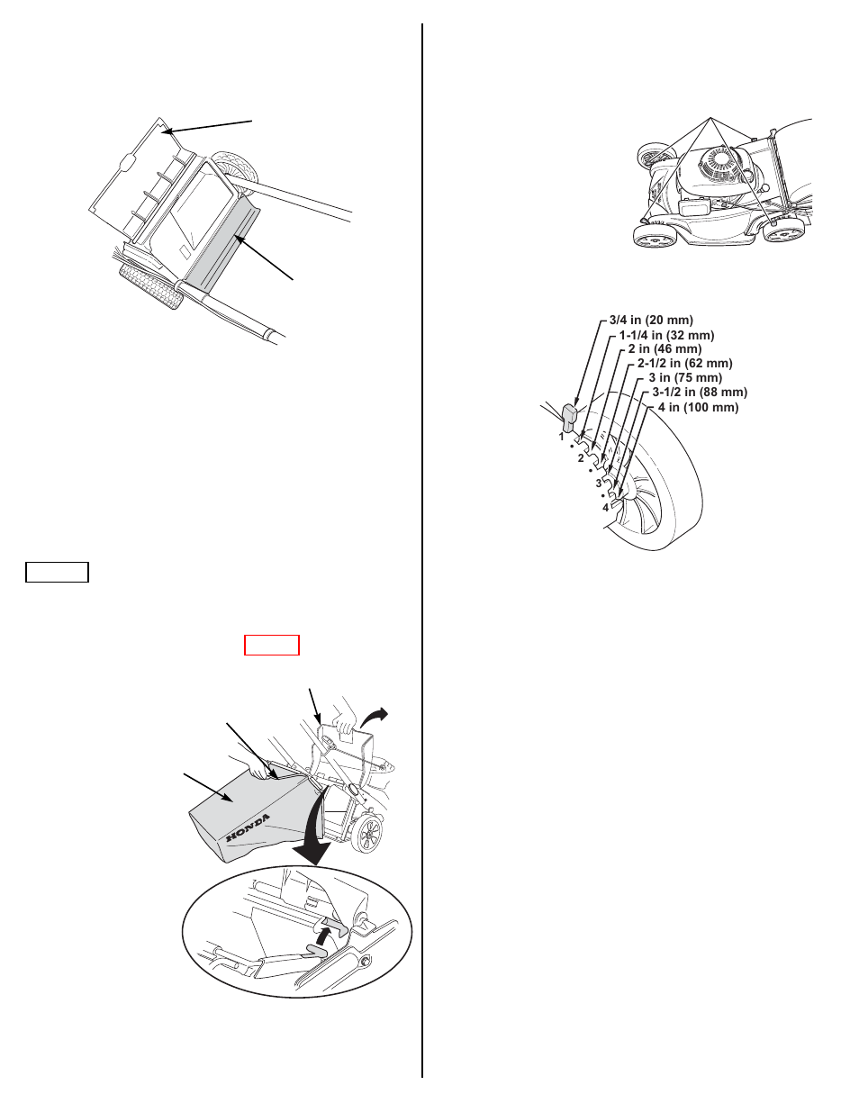Rear shield, Grass bag, Cutting height adjustment | P. 6), Lever (2) (p. 6), G (p. 6) | HONDA HRX217VKA User Manual | Page 6 / 24