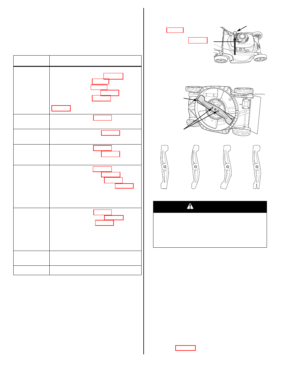 Maintenance schedule, Blades, Warning | HONDA HRX217VKA User Manual | Page 9 / 24