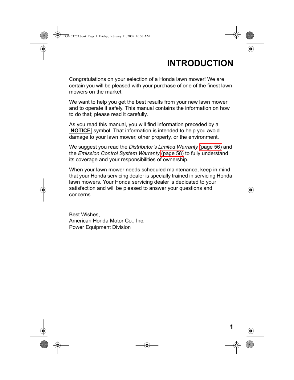 Introduction | HONDA HRR216TKA User Manual | Page 3 / 66