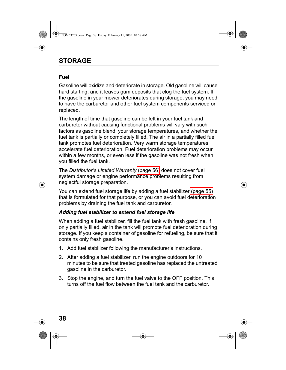 Storage 38 | HONDA HRR216TKA User Manual | Page 40 / 66