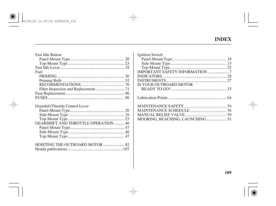 HONDA Outboard Motor BF135A User Manual | Page 111 / 118