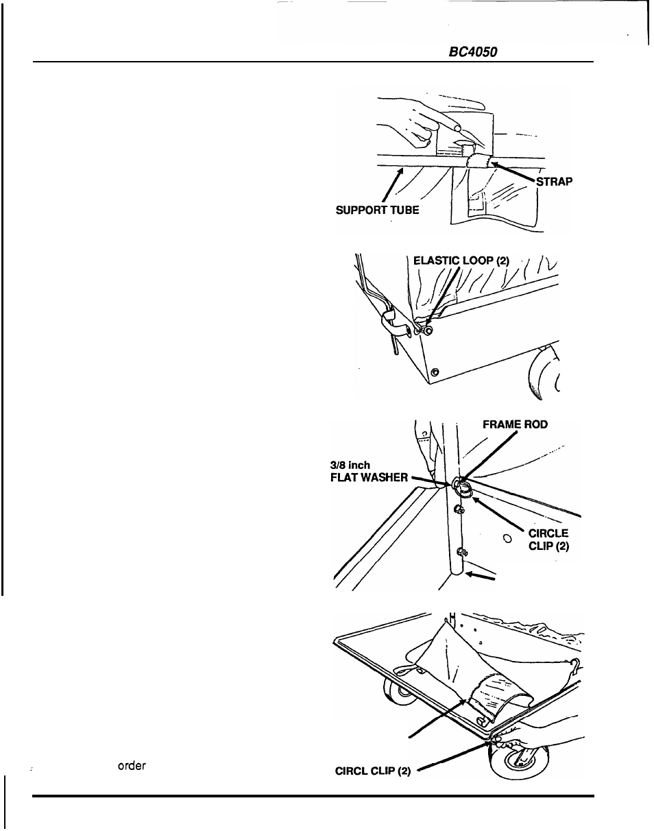 Removing the cover assembly to haul other loads, Removing the cover assembly to, Haul | Other loads, Installing, Assembly | HONDA BC4050 User Manual | Page 20 / 30