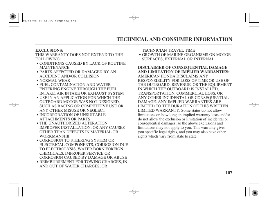 HONDA Outdoor Motor BF50A User Manual | Page 109 / 126
